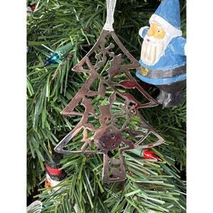 Tree Ornament Silver Tone Metal Cutout Christmas Tree Ornament